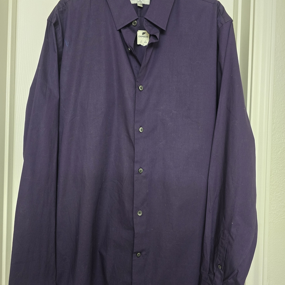 Express Men's Casual Purple Button Down Shirt
